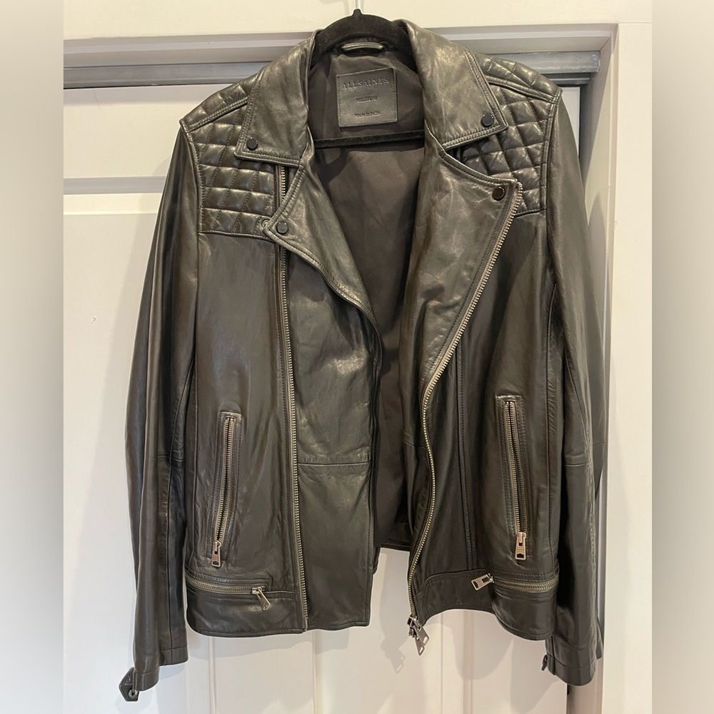 All Saints Quilted Leather Jacket - Black